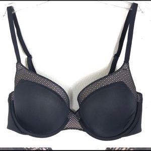 VICTORIA'S SECRET Black Mesh Lace Layer Demi Bra Size 34C